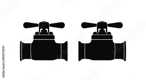 Vector illustration of industrial pipeline valves icon set on a transparent background