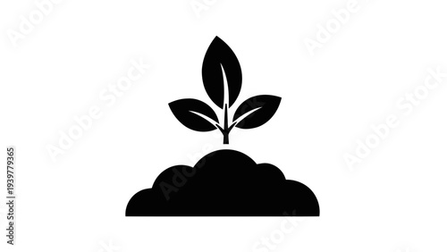 Vector illustration of small plant seedling growing in soil icon on a transparent background