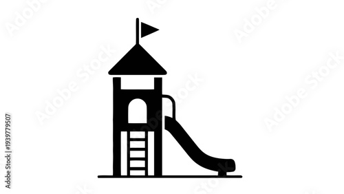 Vector illustration of playground slide icon, children park equipment symbol on a transparent background
