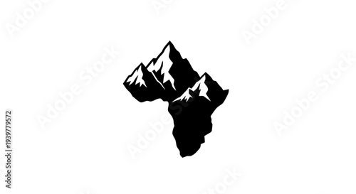 Vector illustration of mountain peak silhouette icon on a transparent background