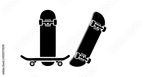 Vector illustration of skateboard icons set on a transparent background