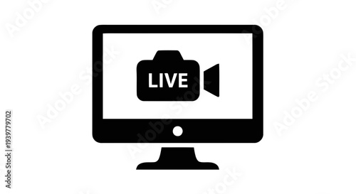 Vector illustration of live streaming video icon on a transparent background