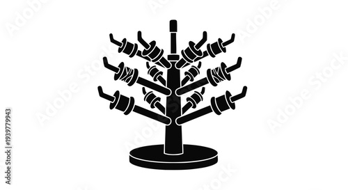 Vector illustration of thread spool rack icon on a transparent background