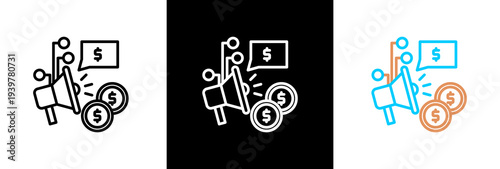 Marketing on white and black background