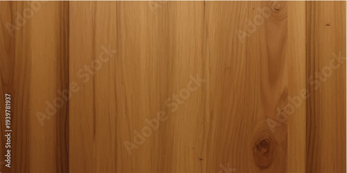 A high-quality brown wooden plank pattern vector illustration features a natural textured hardwood surface design suitable for an old oak or pine timber board wall and floor material