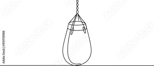 Punchbag continuous one line drawing. Heavy bag single line art illustration. Editable vector. one line Icon drawing