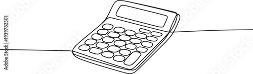 Calculator accounting tool in continuous one line drawing. Single line art illustration of calculator. Editable vector. one line Icon drawing