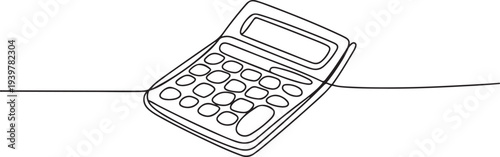 Calculator accounting tool in continuous one line drawing. Single line art illustration of calculator. Editable vector. one line Icon drawing