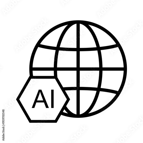 Line icon for artificial intelligence education. Minimalist solid line symbol design for technology or education.