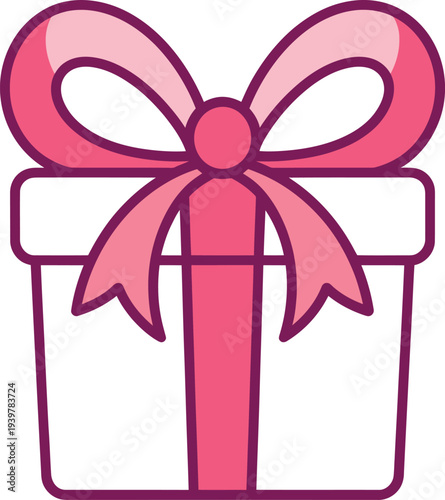 Pink gift box icon with ribbon bow