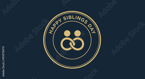 Happy Siblings Day Golden Logo Design.