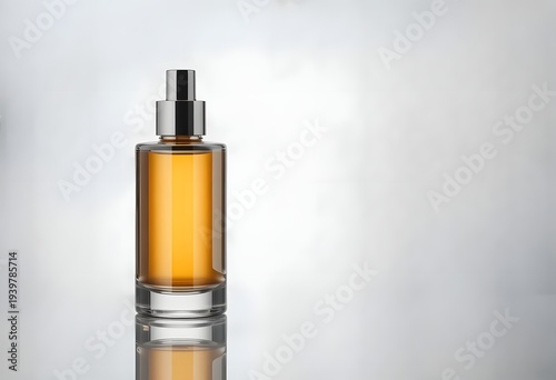 Wallpaper Mural Luxury perfume bottle with sleek design displayed on reflective surface against soft gray gradient background Torontodigital.ca