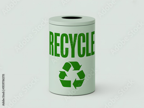 Wallpaper Mural modern cylindrical recycling bin, green recycle logo, waste management, eco friendly trash can, rubbish, garbage, ecology, sustainability, environment, office, street, metal, plastic, clean, minimal Torontodigital.ca