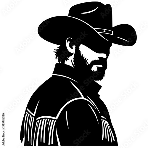 Handsome cowboy portrait silhouette