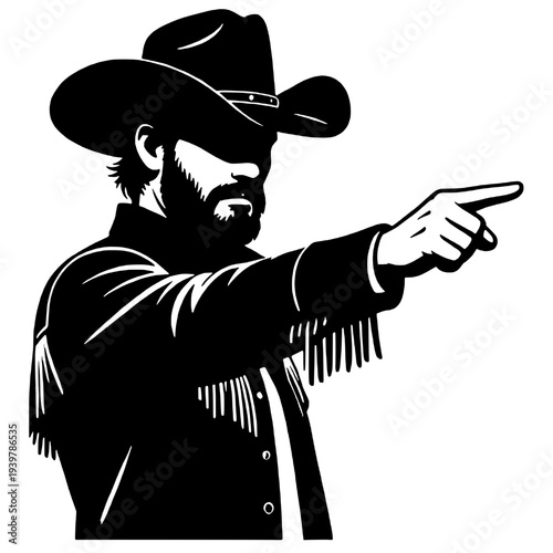 Handsome cowboy portrait silhouette