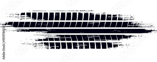 Vector Print Textured Tire Track . Distressed Overlay Grunge Design Element . Winding traces of the car .
