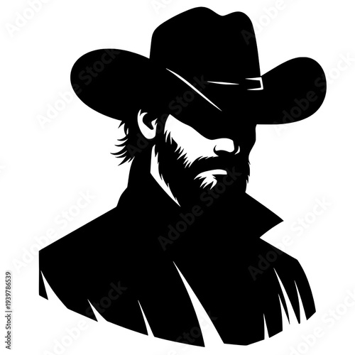 Handsome cowboy portrait silhouette