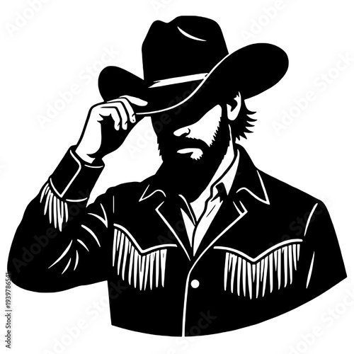 Handsome cowboy portrait silhouette