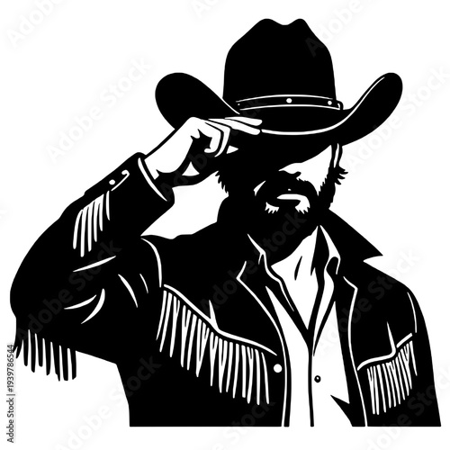 Handsome cowboy portrait silhouette