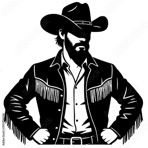 Handsome cowboy portrait silhouette