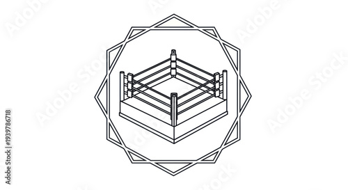 Boxing Ring Icon Emblem Outline - Competition Arena Sport Symbol