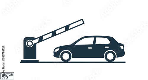 Car entering parking lot through an automatic barrier gate