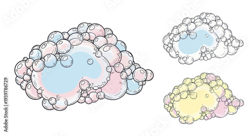 Colorful Soap Bubbles and Foam Illustrations