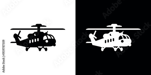 Black and white helicopter silhouettes aviation