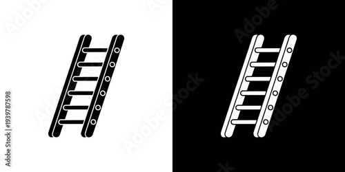 Black and white ladder on split background symbol sign