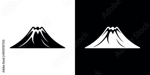 Black and white mountain silhouette symbol