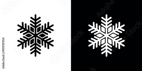 Black and white snowflakes on contrasting backgrounds