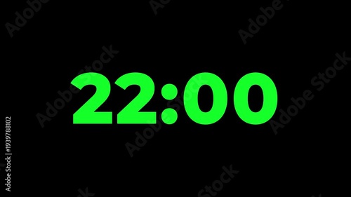 24 minutes Digital countdown. Twenty four minute countdown timer animation on transparent background. countdown timer animation on black background 4k video