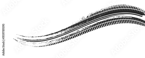 Black tire marks on road, Black rubber tire marks and tread marks, Tire trace track wheels texture and background,