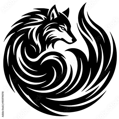 Silhouette of a shaggy wolf