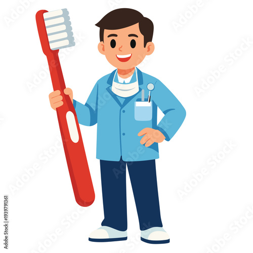 Dentist holding a toothbrush with a smile