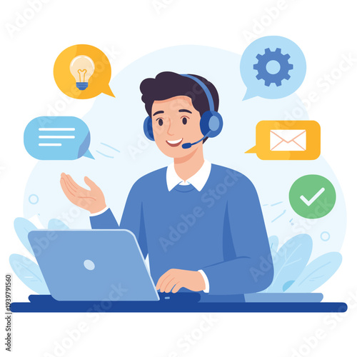 Customer service representative assisting clients