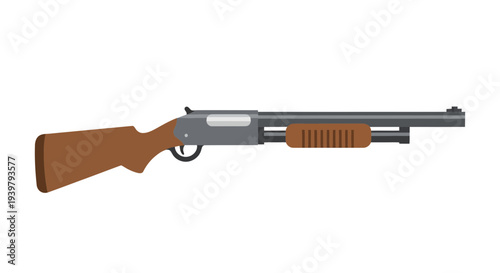 Shotgun Image, Photography, Weapon, Hunting, Firearms, Isolated on White Background