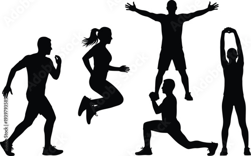 Fitness and exercise silhouettes