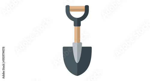 Shovel Vector Illustration, Flat Design, Gardening Tool, Digging Equipment, Garden Work, Outdoor Activity