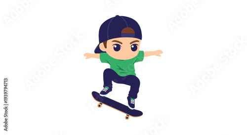 Skateboarder Vector Illustration, Cartoon Style Graphic for Sports and Recreation