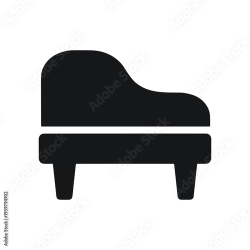 Grand Piano Icon for Music, Classical Performance, and Orchestra - Solid Black Icon Set Vector Illustration