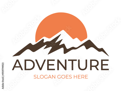 Professional Adventure Slogan Mountain Logo with Sun for Travel Agency and Outdoor Lifestyle Identity