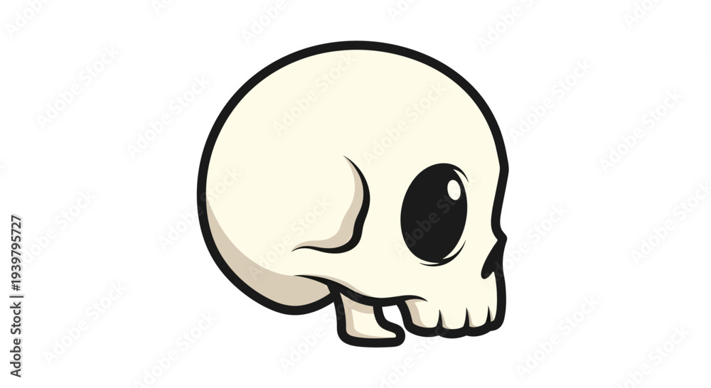 Obraz premium Skull Vector Illustration, Cartoon Style Graphic for Halloween, Death, Horror, and Design