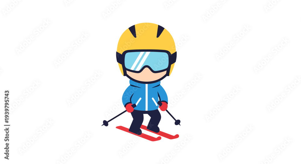 Fototapeta premium Skier illustration, vector style graphic, winter sports activity, active lifestyle.