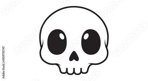 Skull illustration, vector style graphic, Halloween design element, spooky cartoon, for print or web.