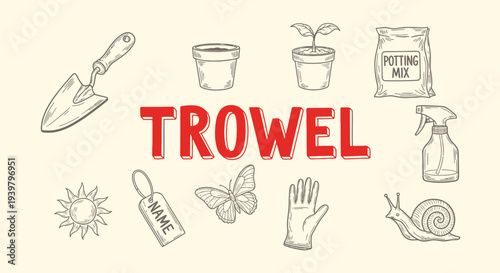 Gardening tools and supplies collection.