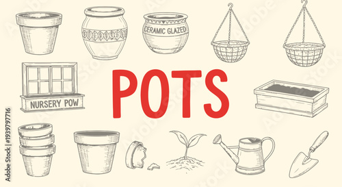 Variety of Pots and Planters Displayed.
