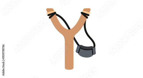 Slingshot Vector Illustration, Flat Design, for Target Practice, Outdoor Activity, and Recreation