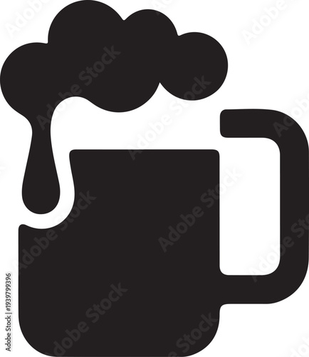 Classic Beer Mug with Abundant Foamy Head Overflowing a Sturdy Glass Tankard