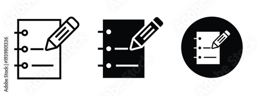 notepad edit sign symbol icon set